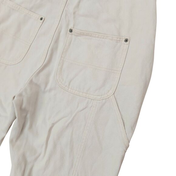 Old Navy Overalls Womens 8 Beige 100% Cotton Side Button Utility Denim Retro Y2K - Picture 13 of 13